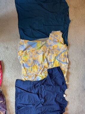 Assorted Nursing Scrub Tops - Yellow Floral & Navy Mix
